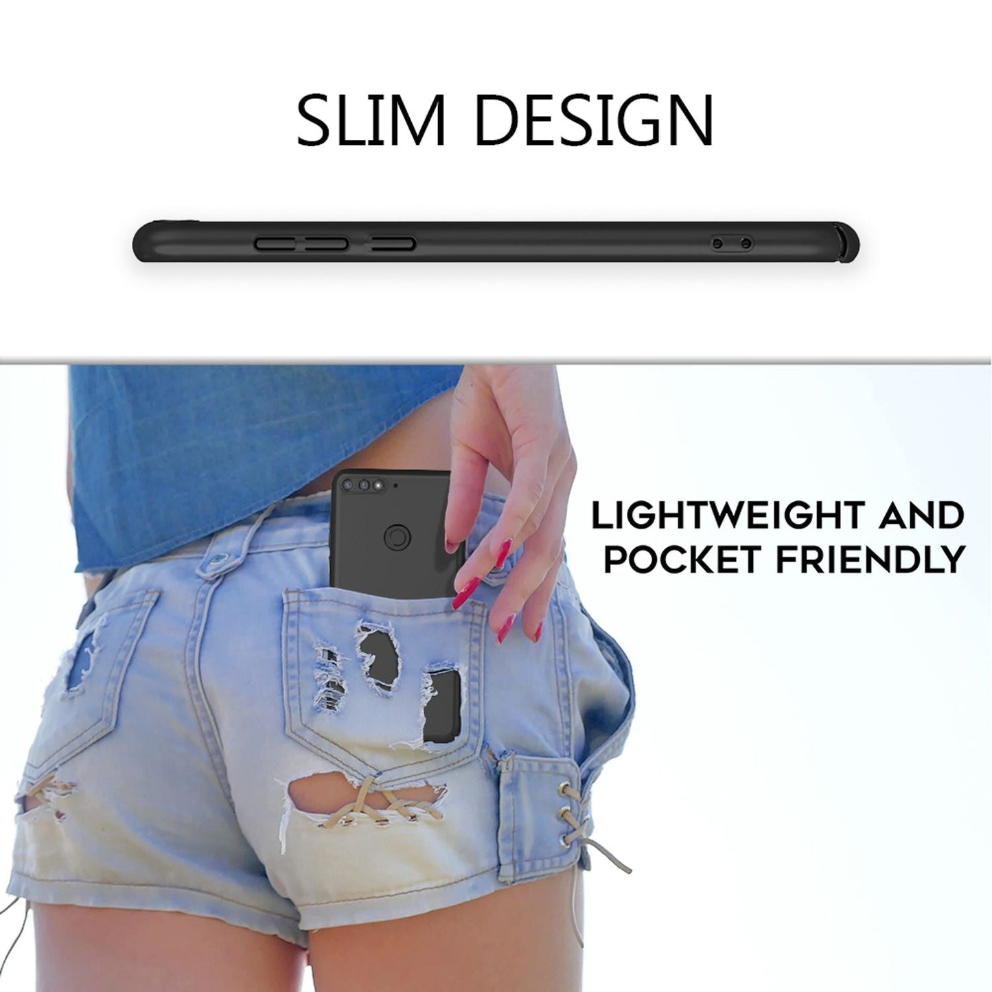 NALIA símahulstur fyrir Huawei Y7 (2018), þunnt hart hulstur sem verndar