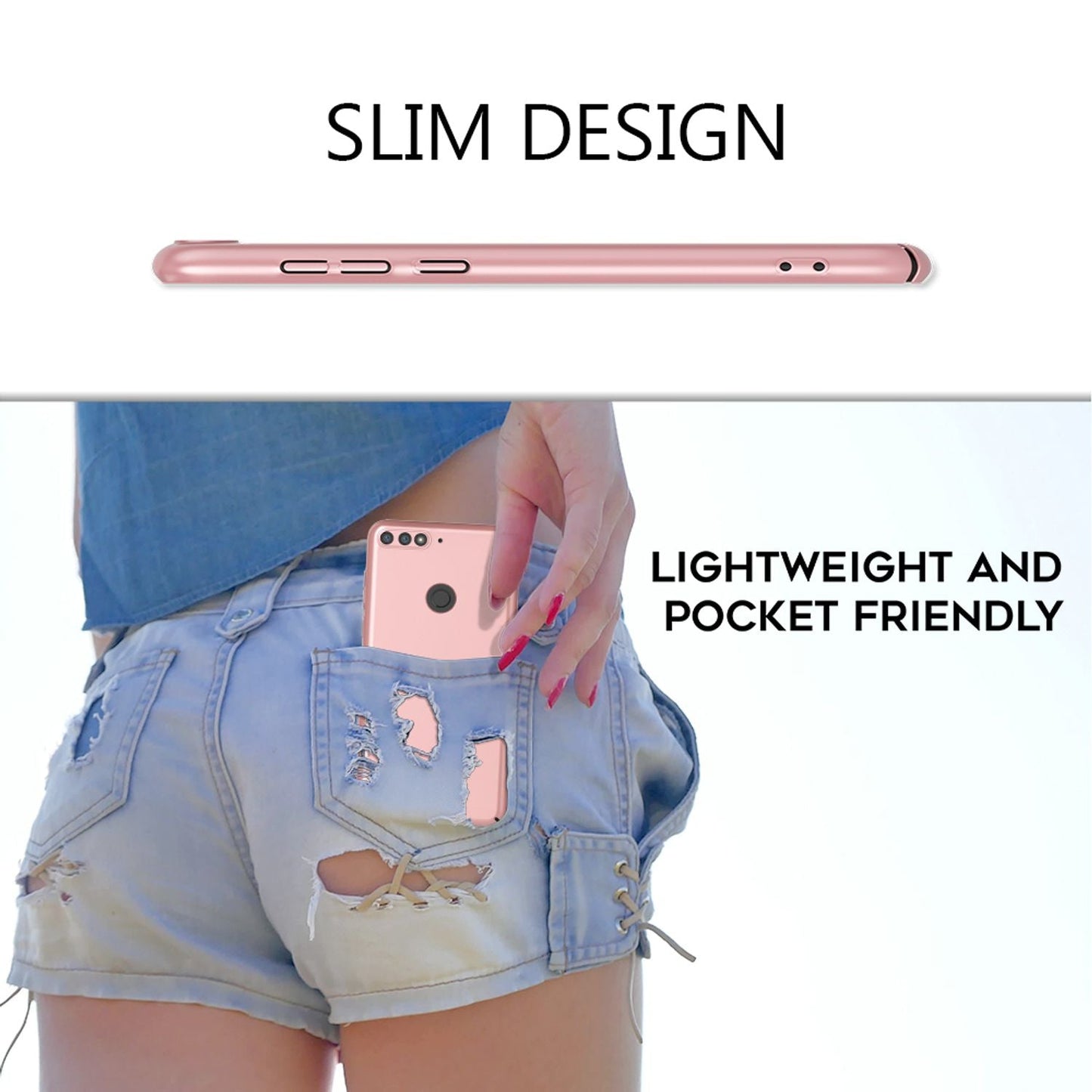 NALIA símahulstur fyrir Huawei Y7 (2018), þunnt hart hulstur sem verndar