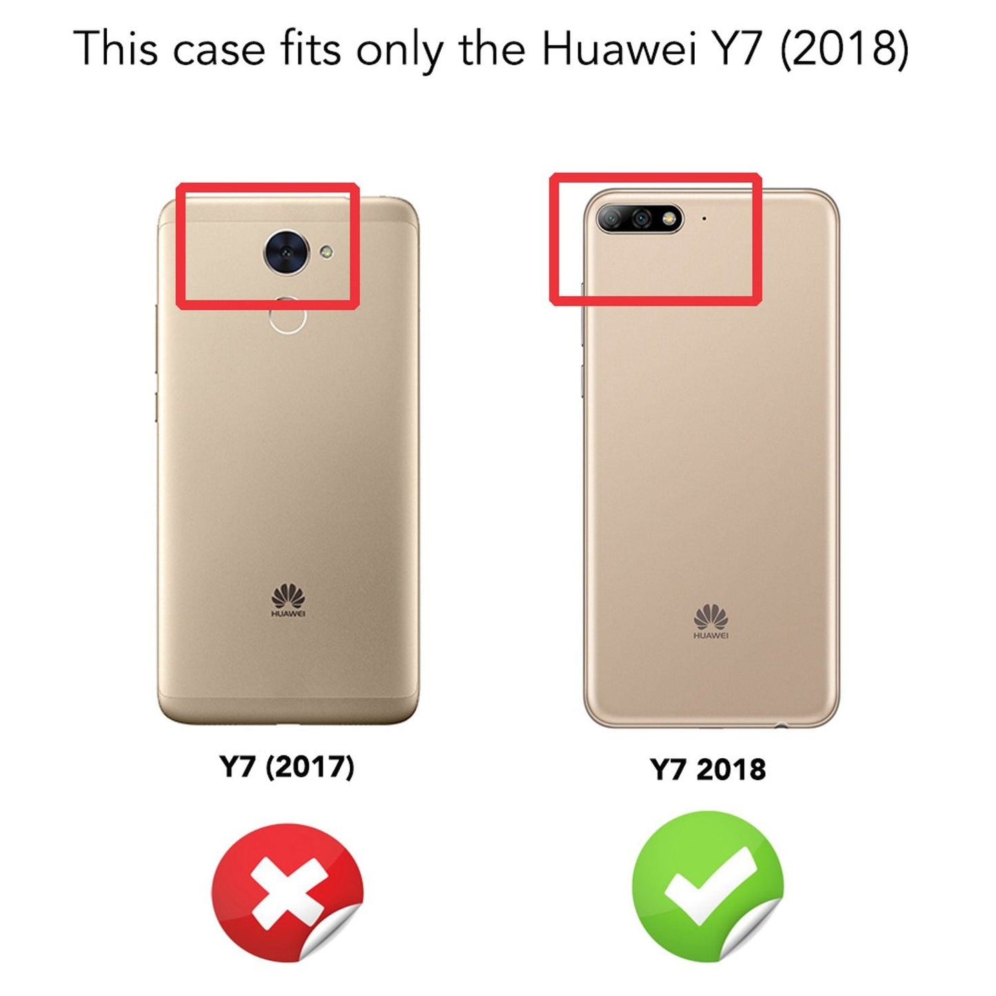 NALIA símahulstur fyrir Huawei Y7 (2018), þunnt hart hulstur sem verndar