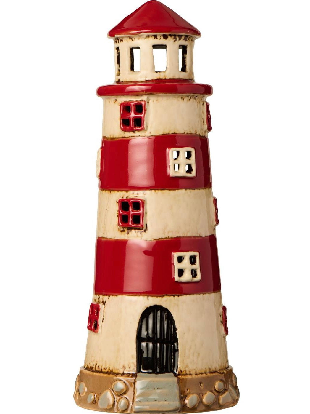 Leuchtturm rot/creme für Teelicht