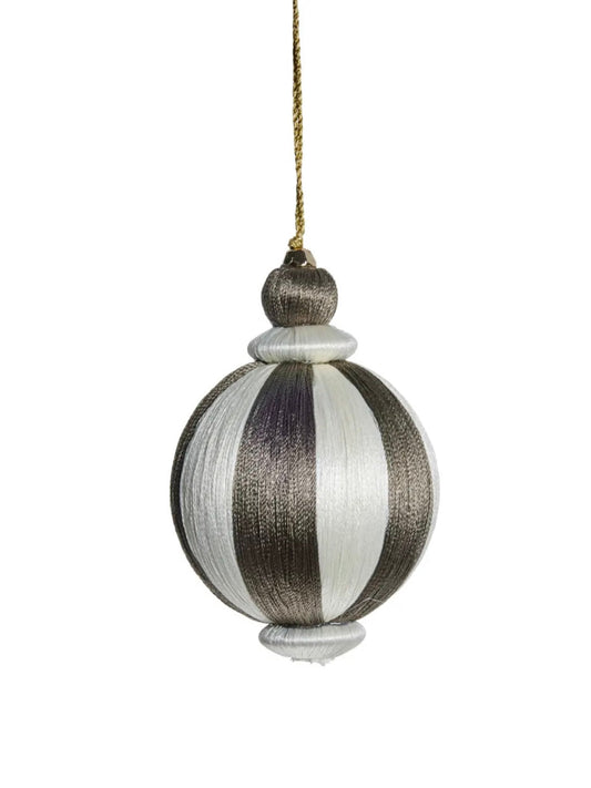 Weihnachtskugel Agnes taupe/weiß