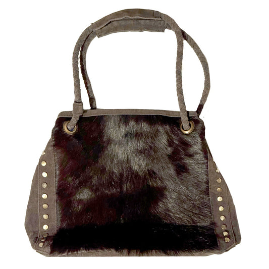 Kleine Leder Tasche mit Fell Braun