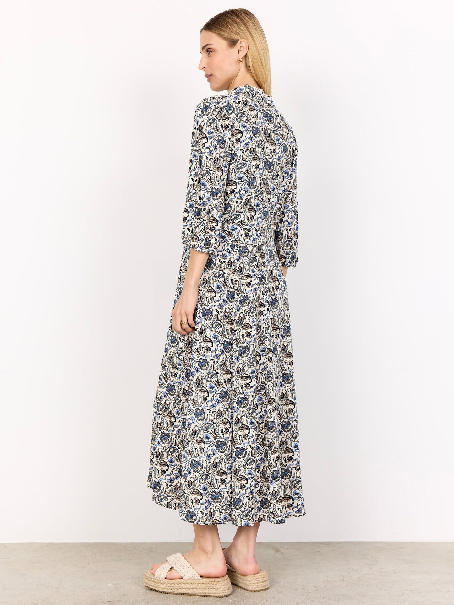 Kleid SC-Samea 3 azurblau/khaki gemustert