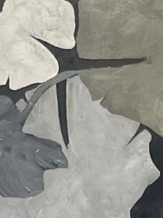 Wool scarf Felisia black leaf