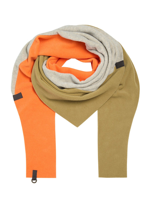 Fleece scarf TRIANGLE PATCH NW 4078 olive/sand/orange