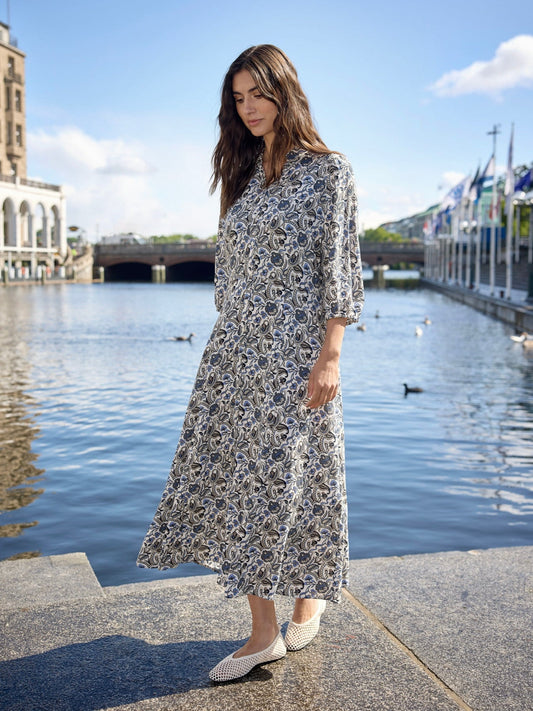 Kleid SC-Samea 3 azurblau/khaki gemustert