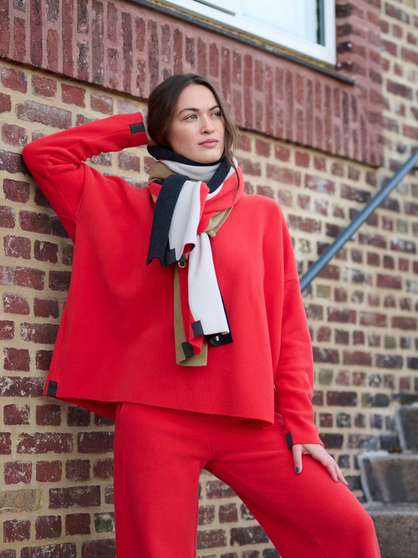 Fleece oversized V-neck Pullover 1336, in mehreren Farben