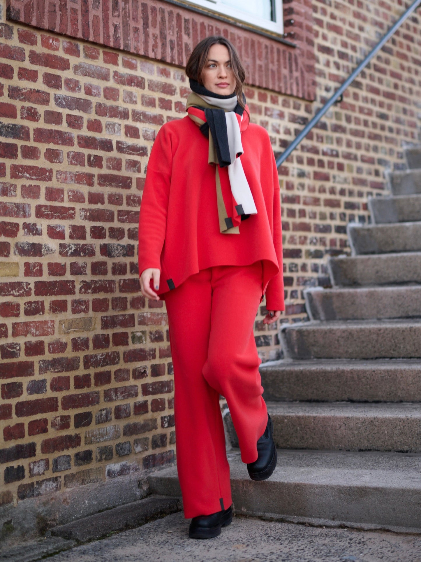 Fleece oversized V-neck Pullover 1336, in mehreren Farben