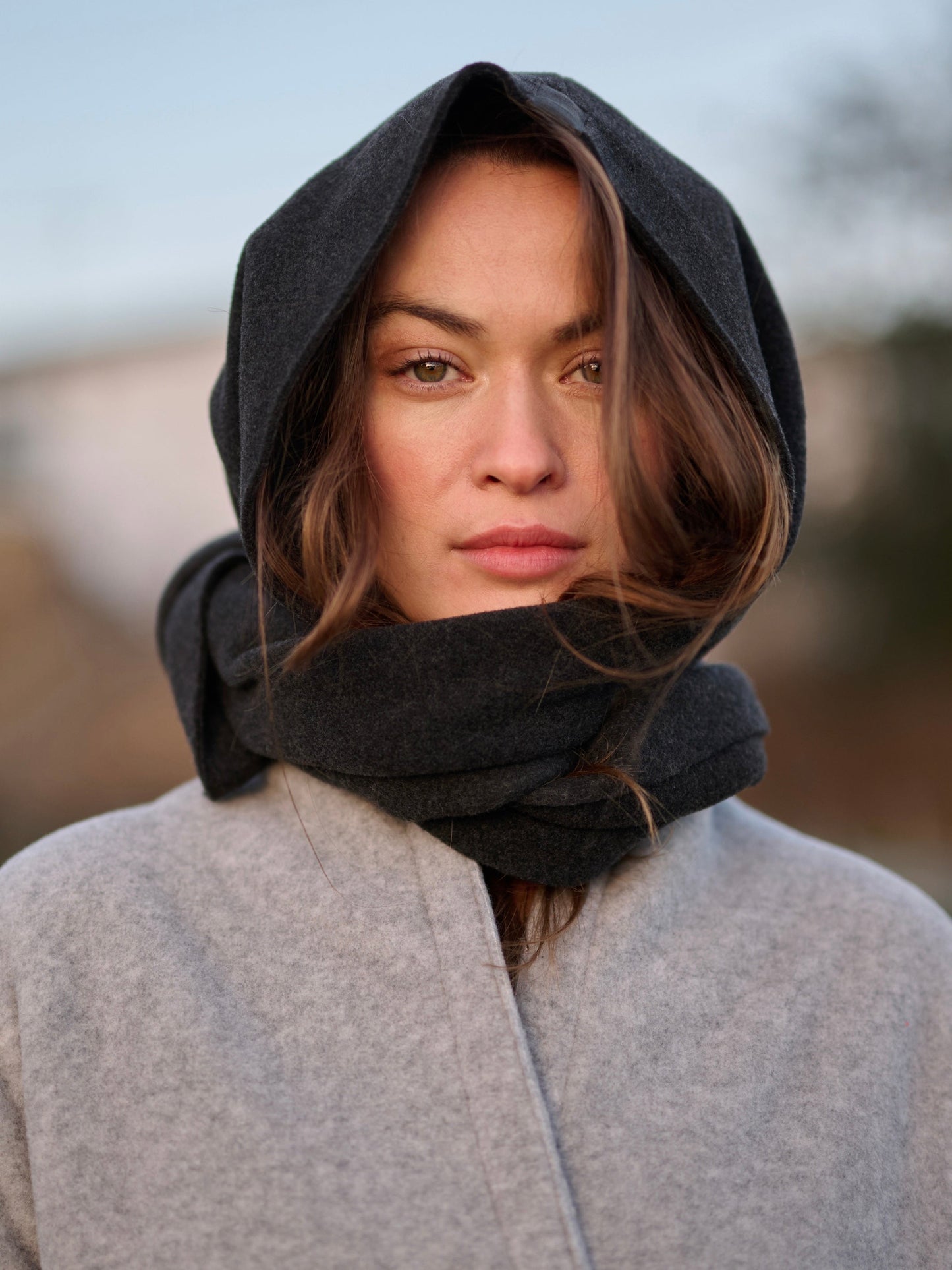 Fleece scarf with hat 4127, in 3 colors