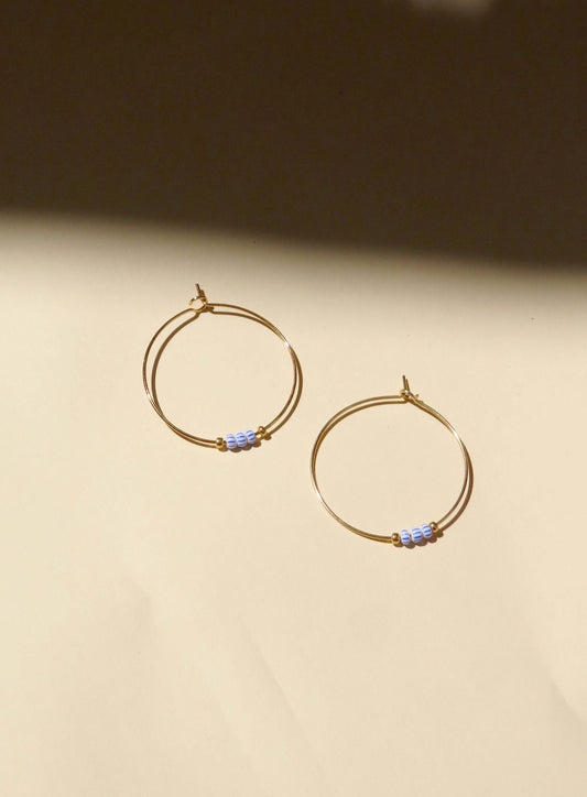 Hoops aus Edelstahl mit gestreiften Rocailles Perlen