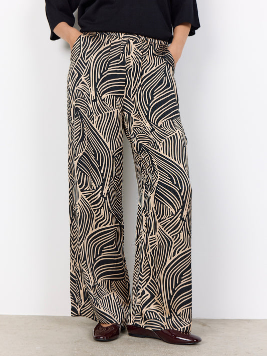 SC-Signora 3-C trousers, black/sand patterned