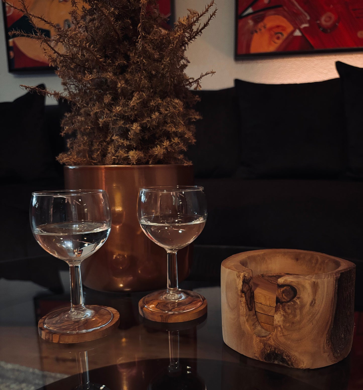 Untersetzer - 6 Stück im Stamm - aus Olivenholz