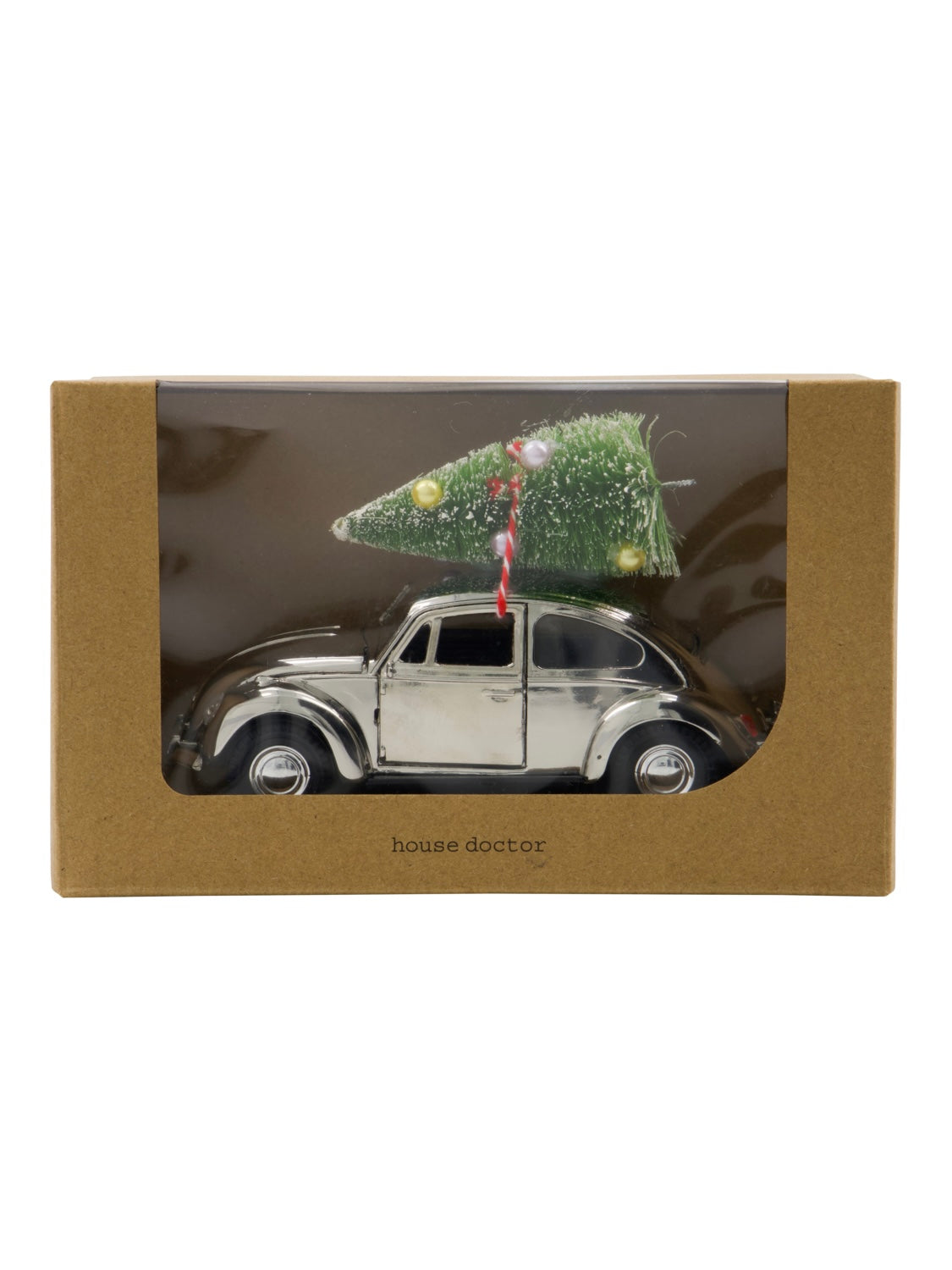 Decorative car Xmas car silver 12.5cm