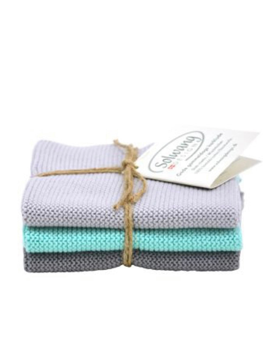 Wischtücher 3er Set grau/aqua Kombi