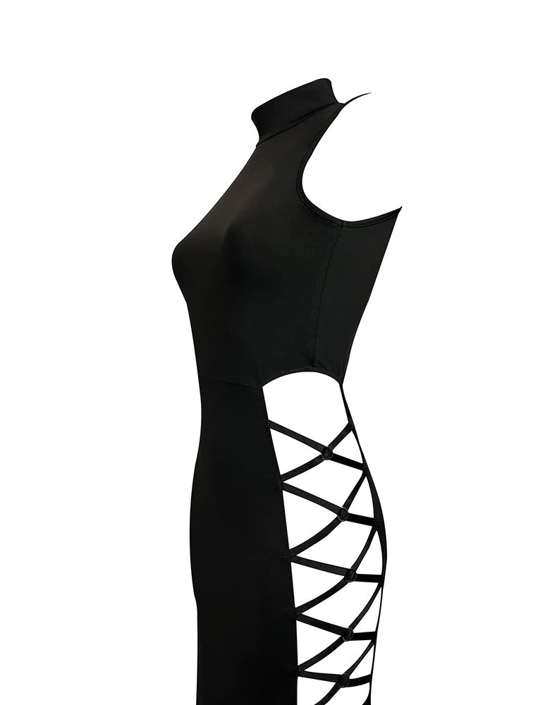 Elegant Black Sleeveless Bandage Dress