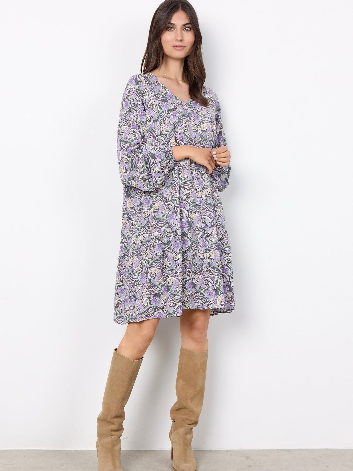 Stufenkleid SC-Adine 3 flieder/grau gemustert