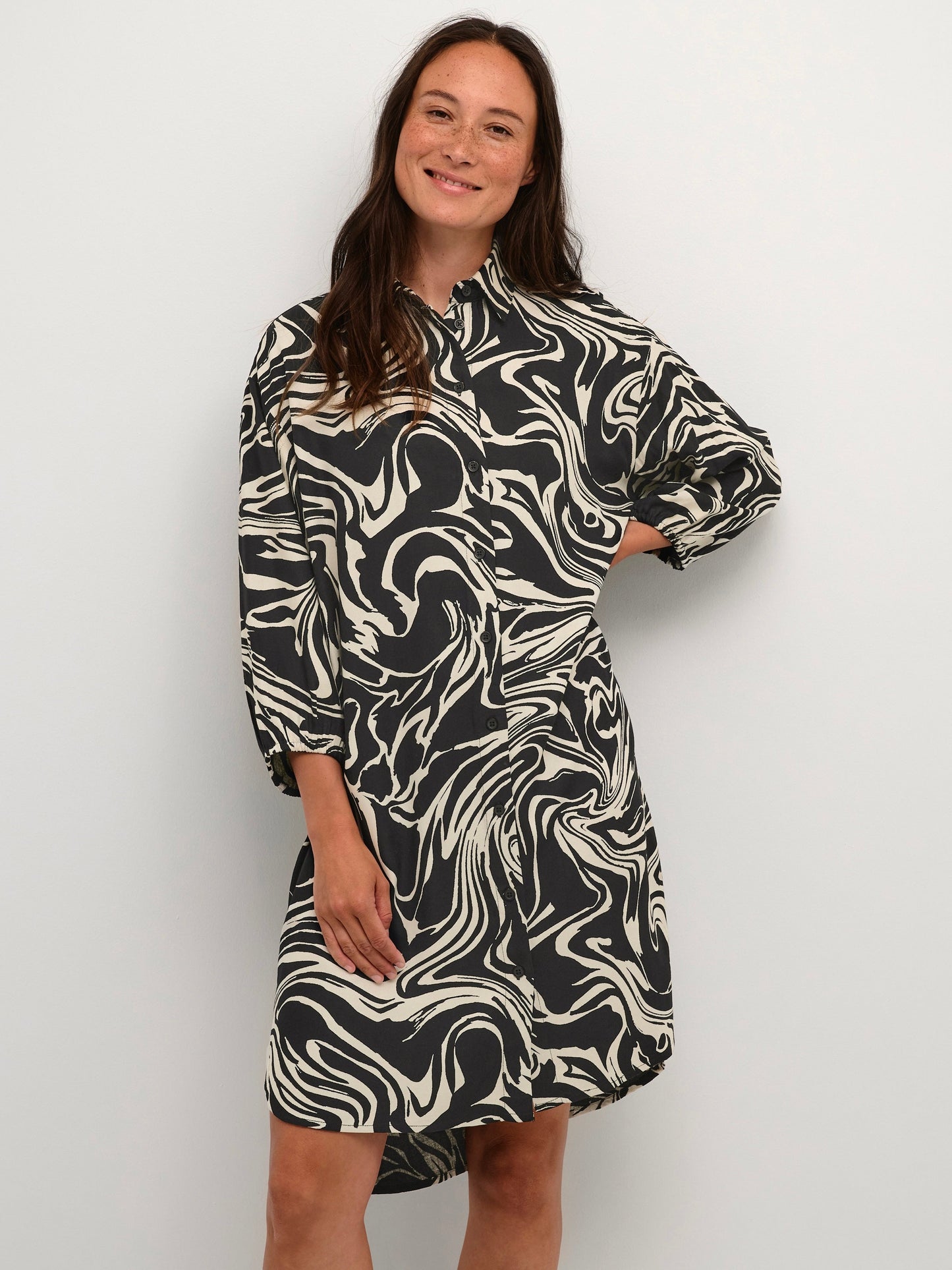 Hemdblusenkleid Carmen KA schwarz/weiß