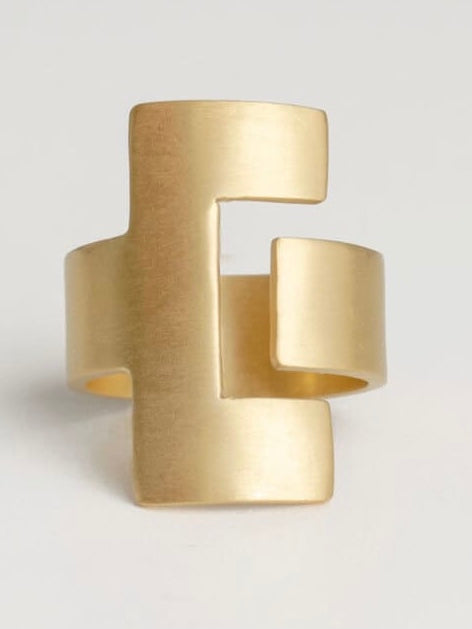C Ring in silber und gold