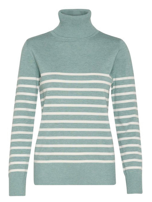 Pullover Mila SZ Rollkragen mit Streifen blue surf melange