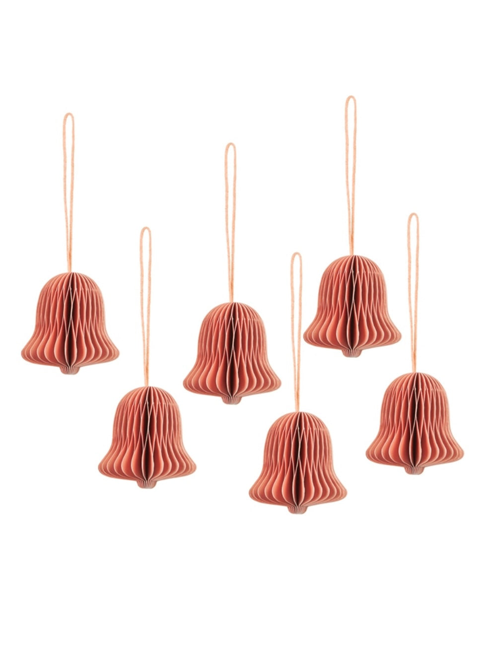 Decorative paper chime bell pendants, set of 6, in 5 colors