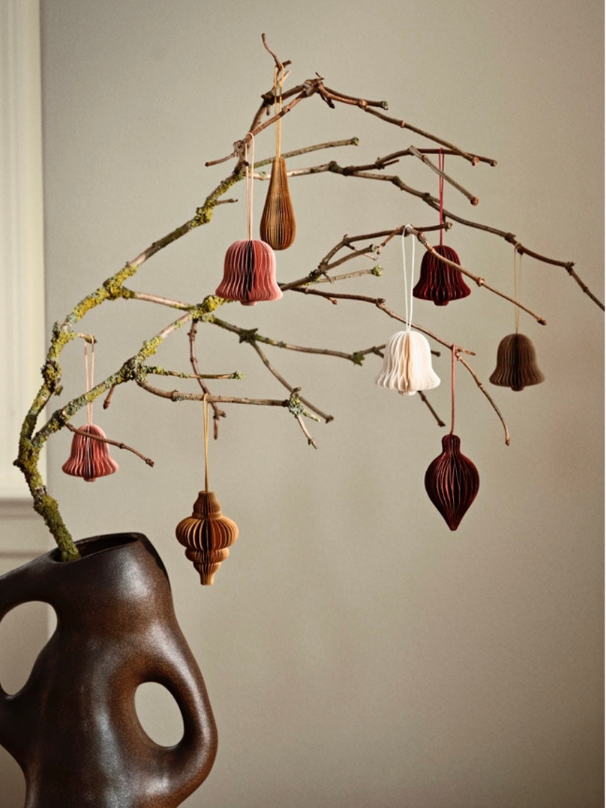 Decorative paper chime bell pendants, set of 6, in 5 colors
