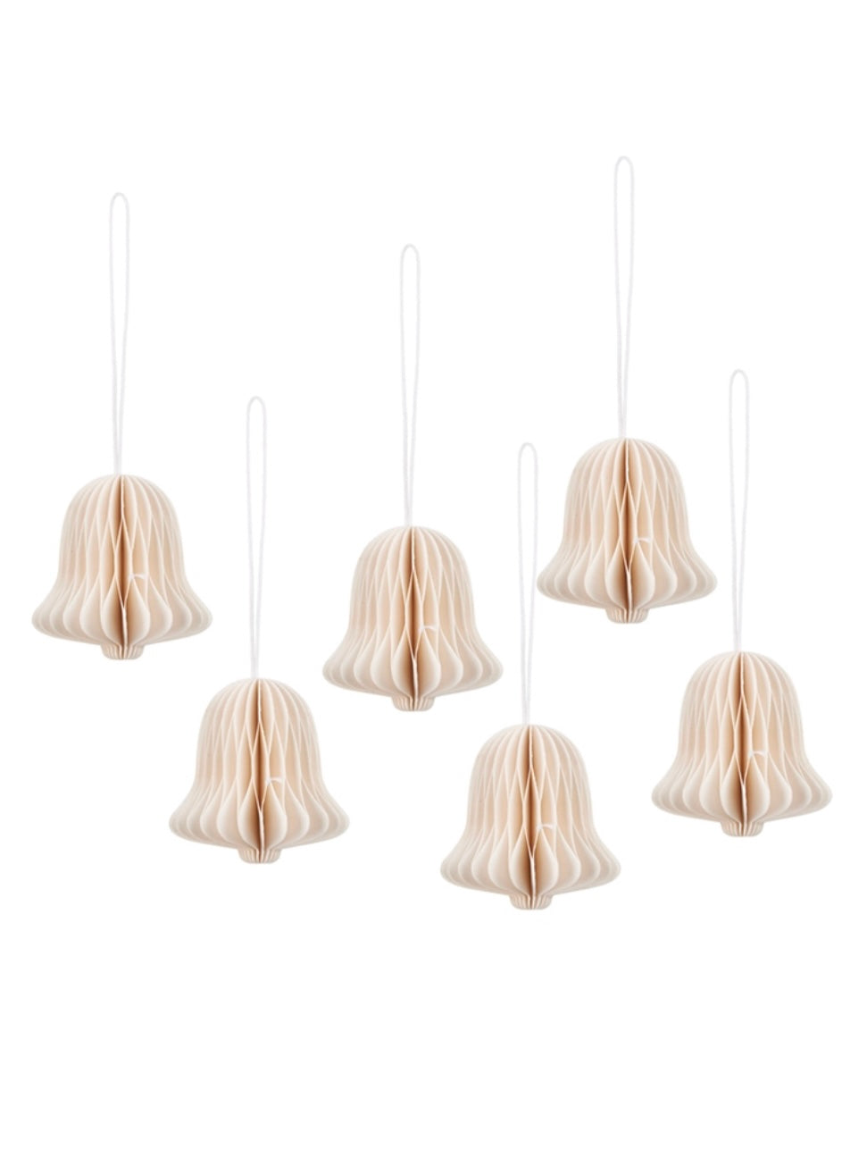 Decorative paper chime bell pendants, set of 6, in 5 colors