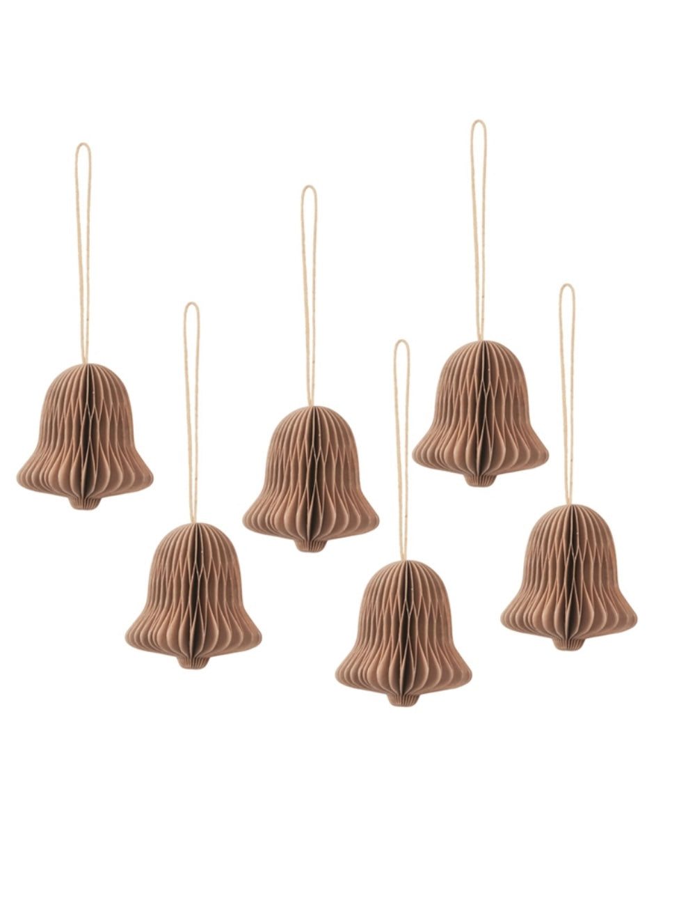 Decorative paper chime bell pendants, set of 6, in 5 colors