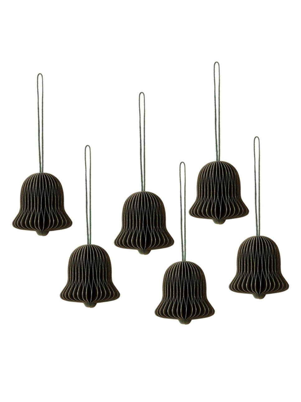 Decorative paper chime bell pendants, set of 6, in 5 colors