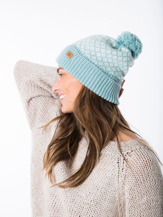 Strickmütze Iris mit Bommel mint