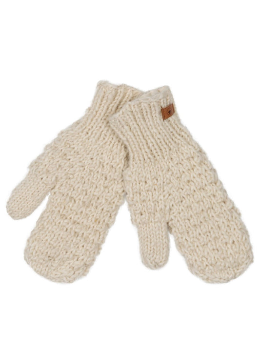 Queen knitted mittens, off-white