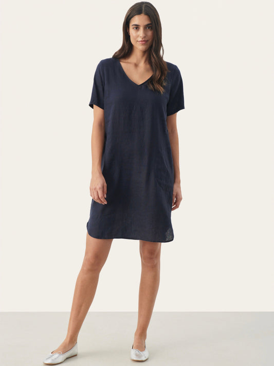Linen dress Elline PW dark navy