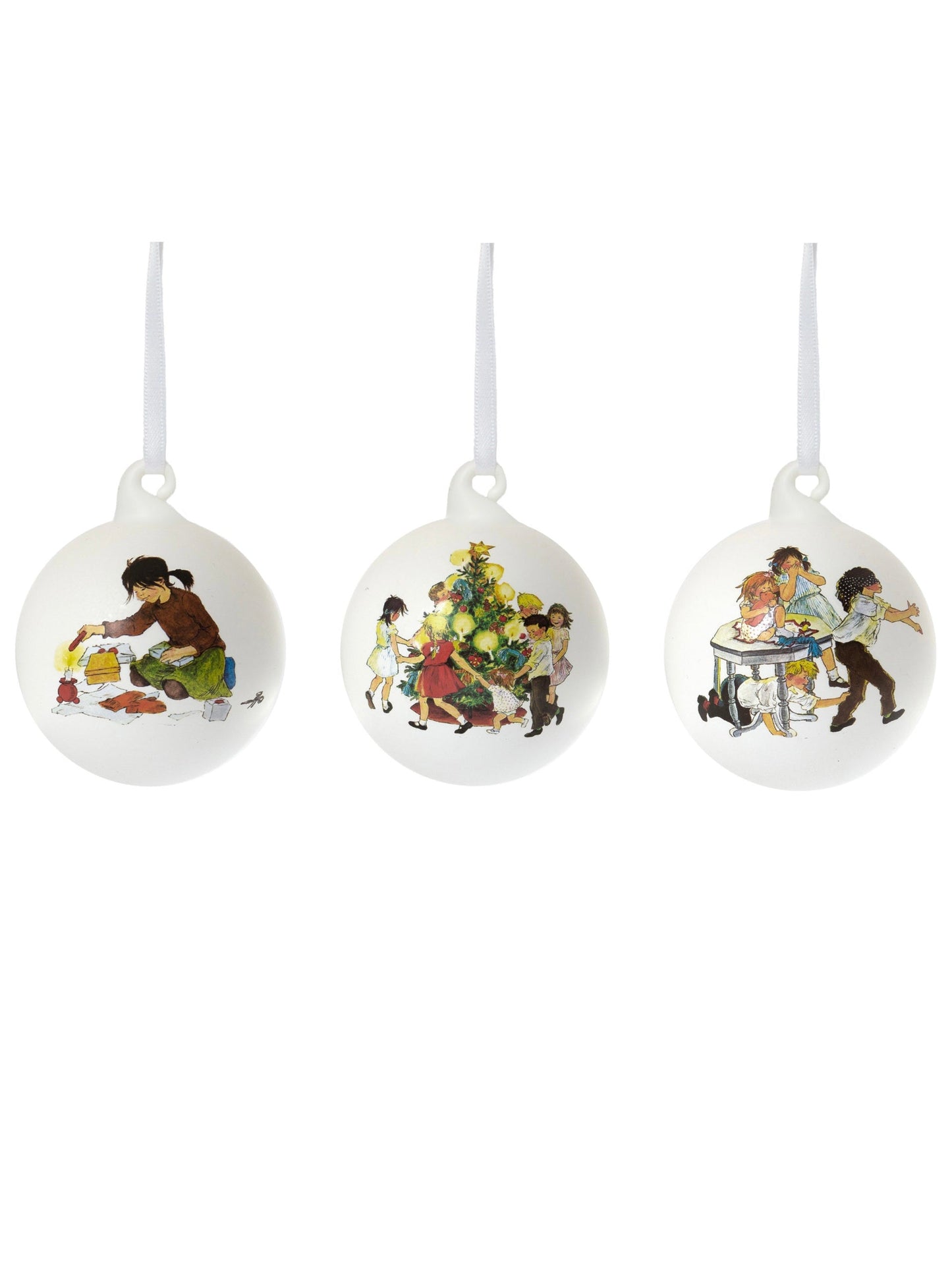 Christmas baubles, set of 3, Barnen i Bullerbyn, in 2 designs