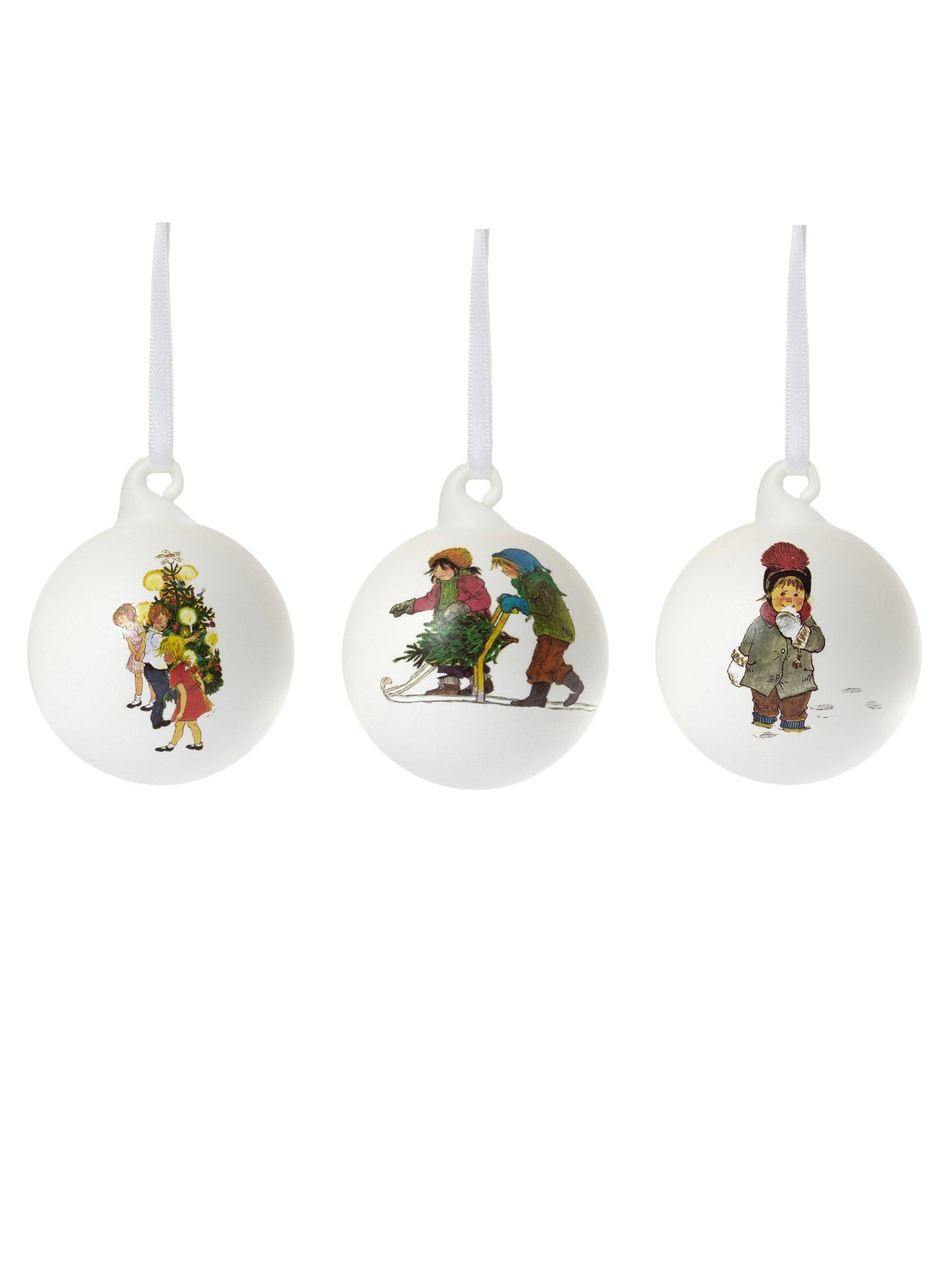 Christmas baubles, set of 3, Barnen i Bullerbyn, in 2 designs