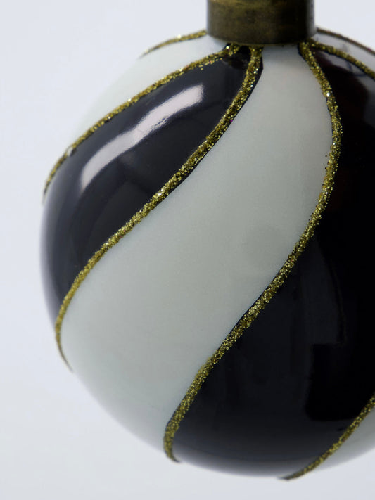 Christmas bauble HDCoil black/white 8cm