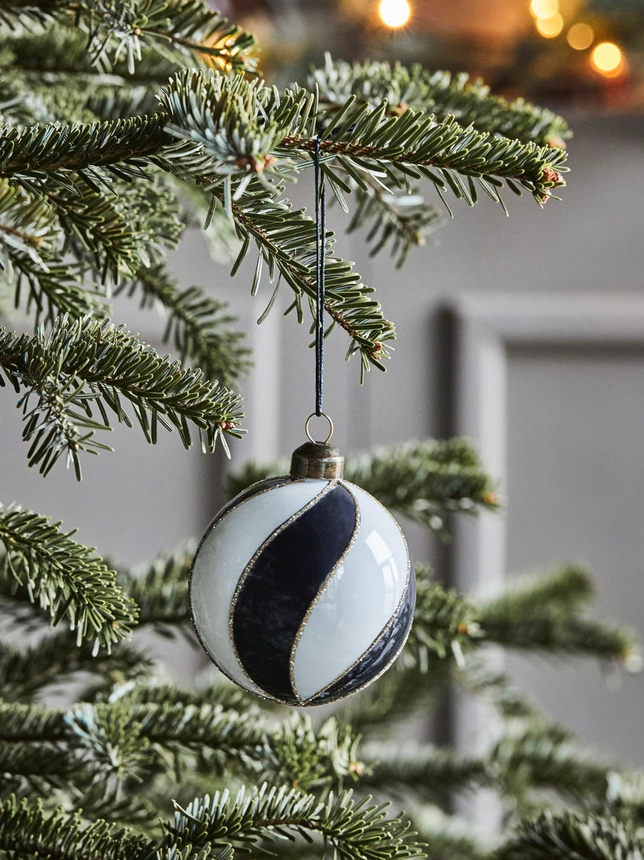 Christmas bauble HDCoil black/white 8cm