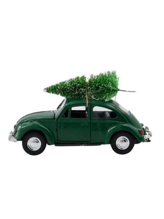 Decorative car Xmas car green 12.5cm