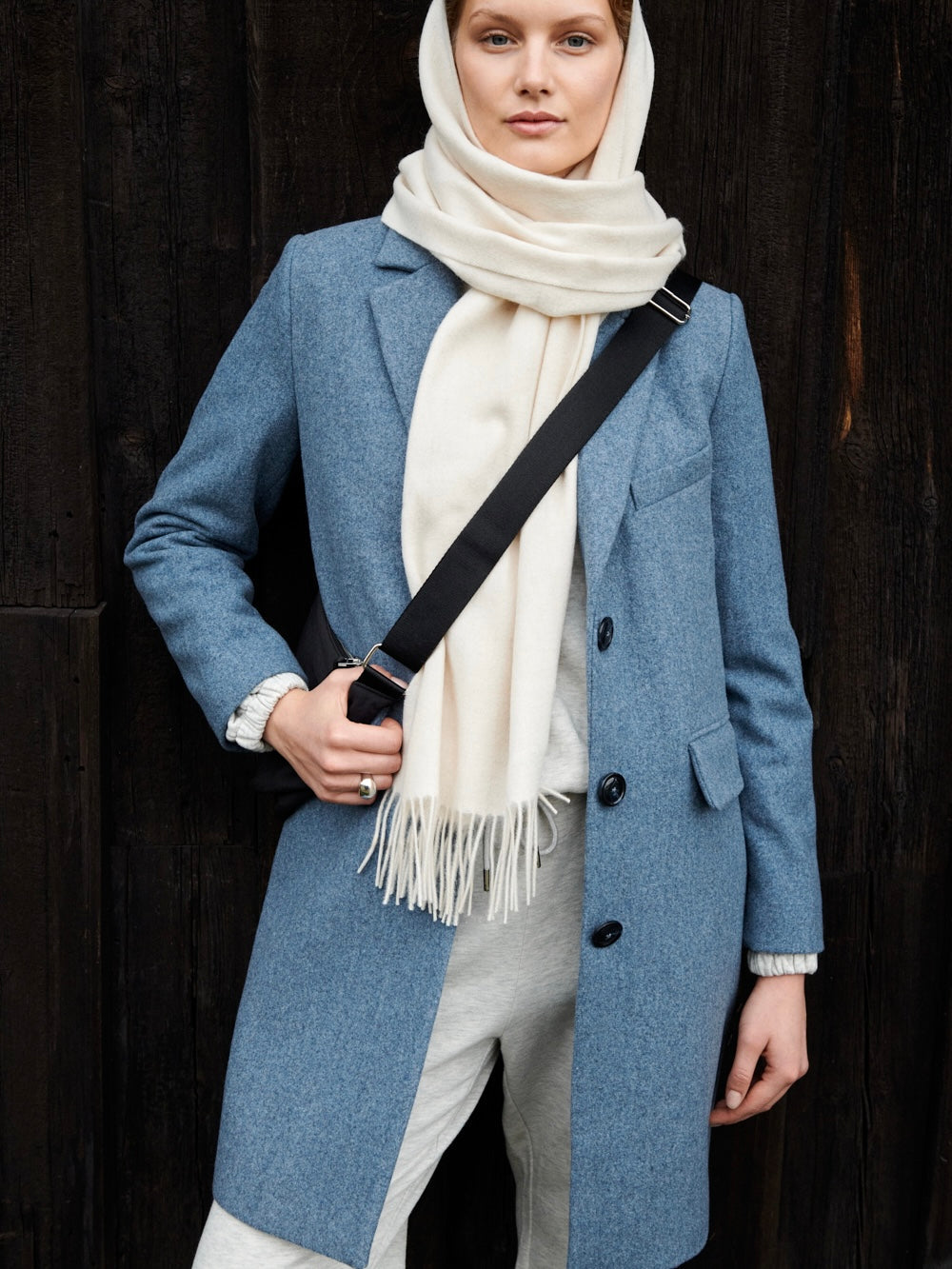 Wool coat Leanette PW windward blue melange