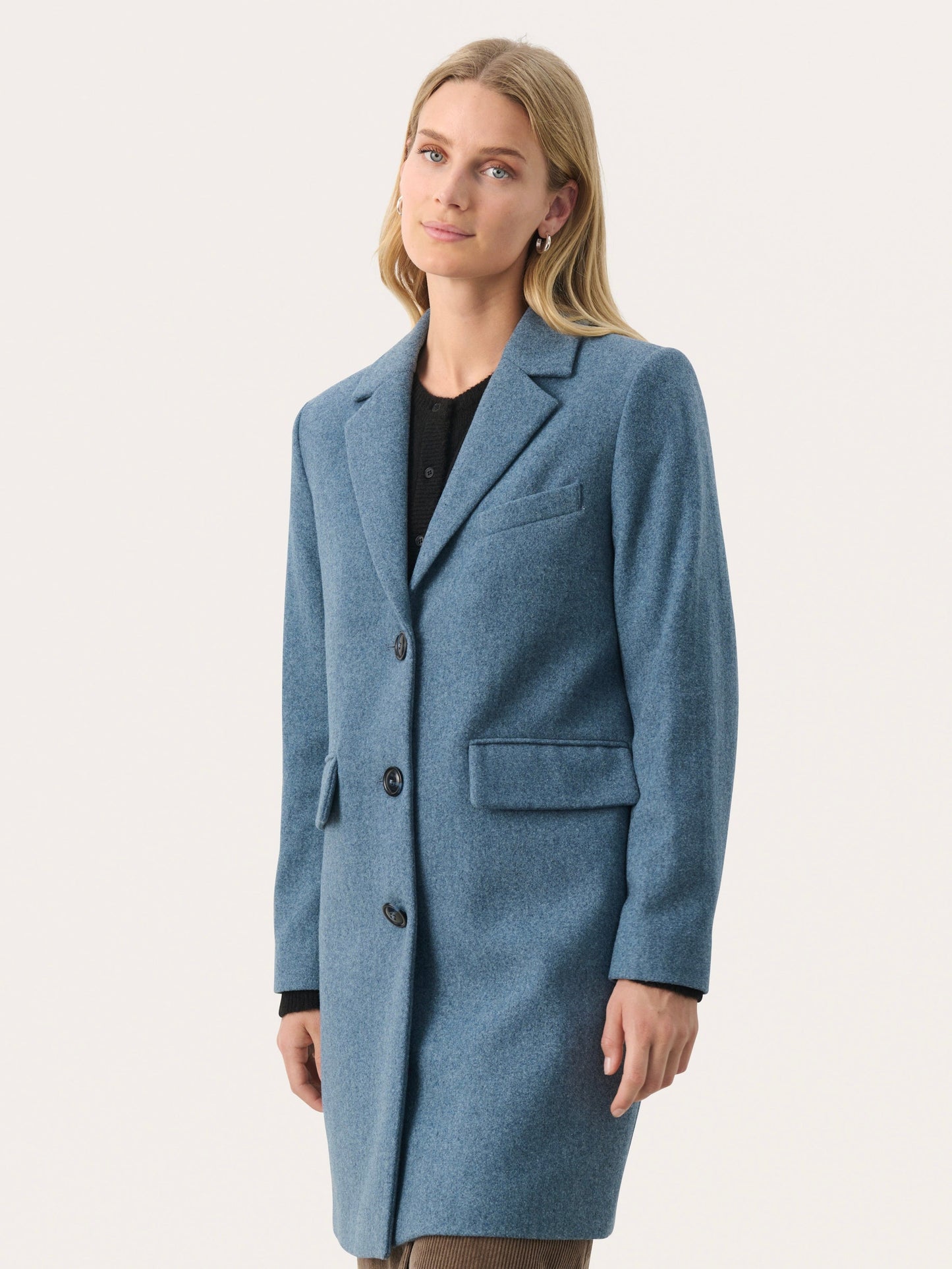 Wool coat Leanette PW windward blue melange