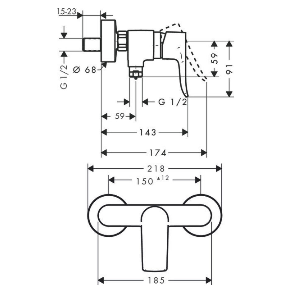 Hansgrohe "Metris E2" Brause-Einhebelmischer (chrom)
