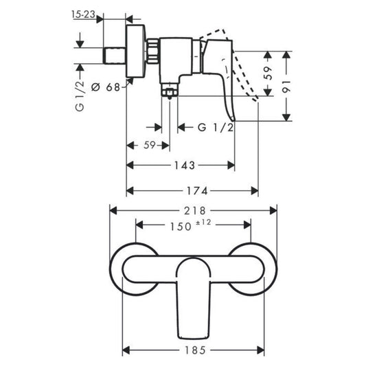 Hansgrohe "Metris E2" Brause-Einhebelmischer (chrom)