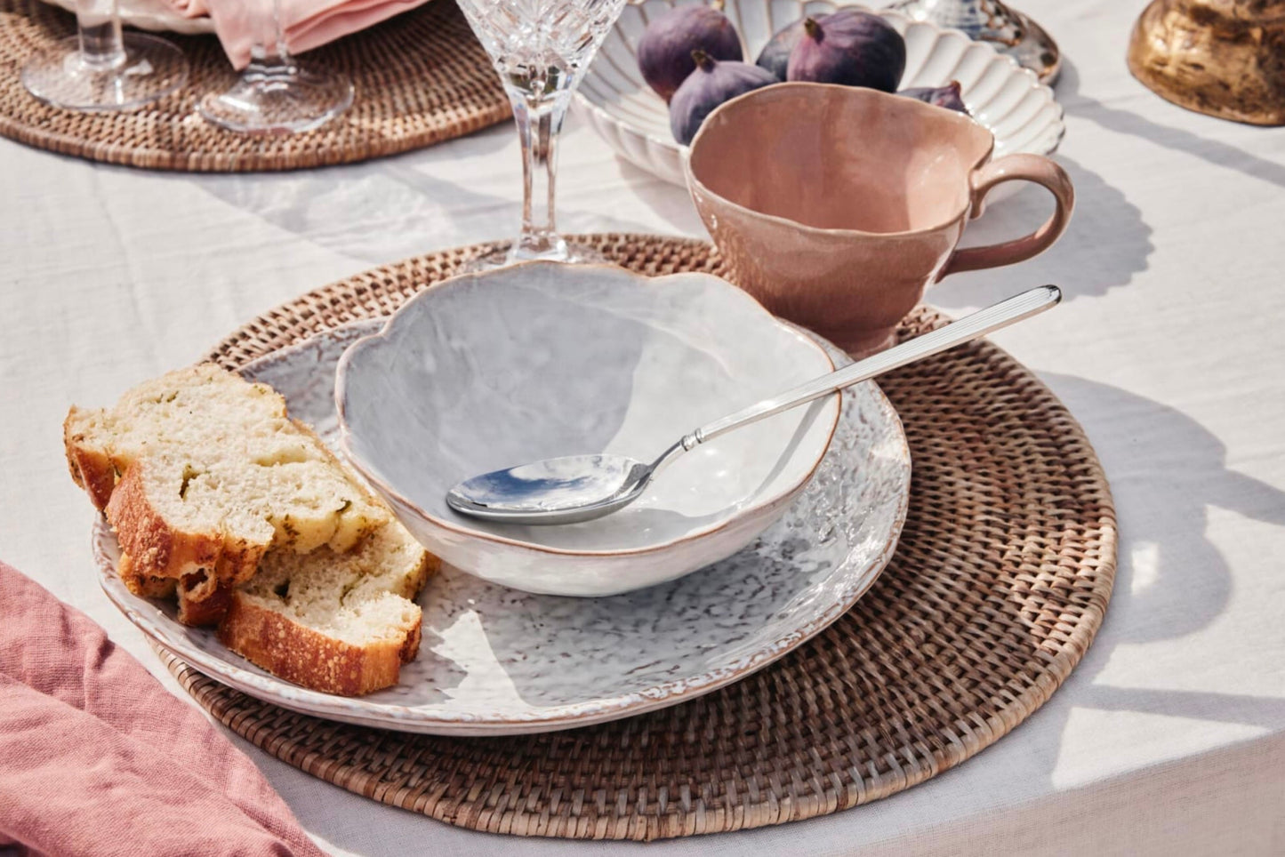 Frühstücksteller oval Milla white sand