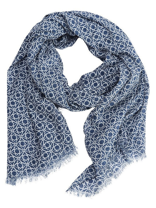 Modeschal Signe blau/weiß