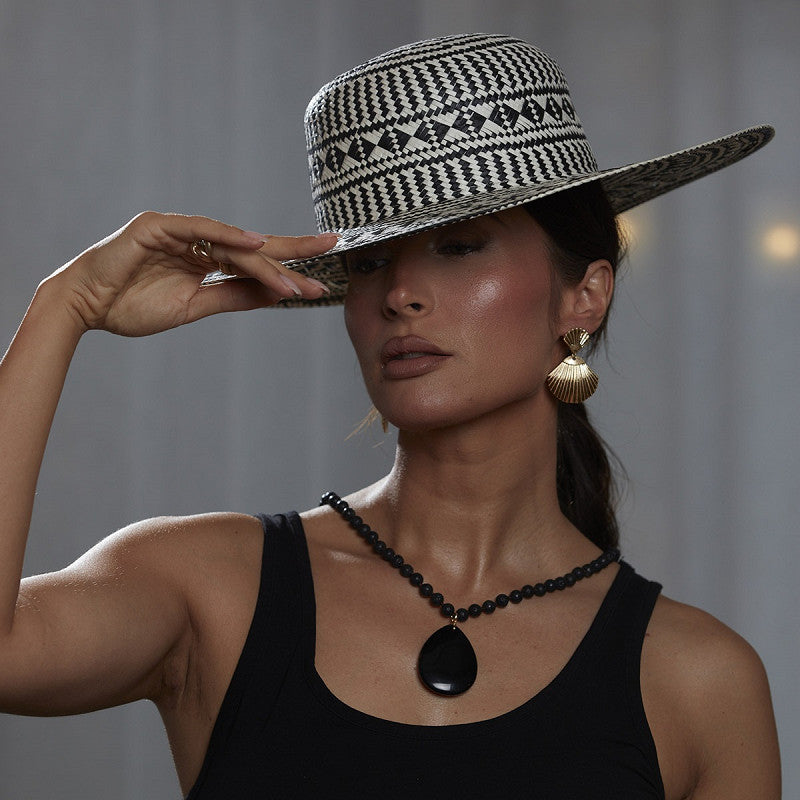 Sonnenhut Lina schwarz/weiß