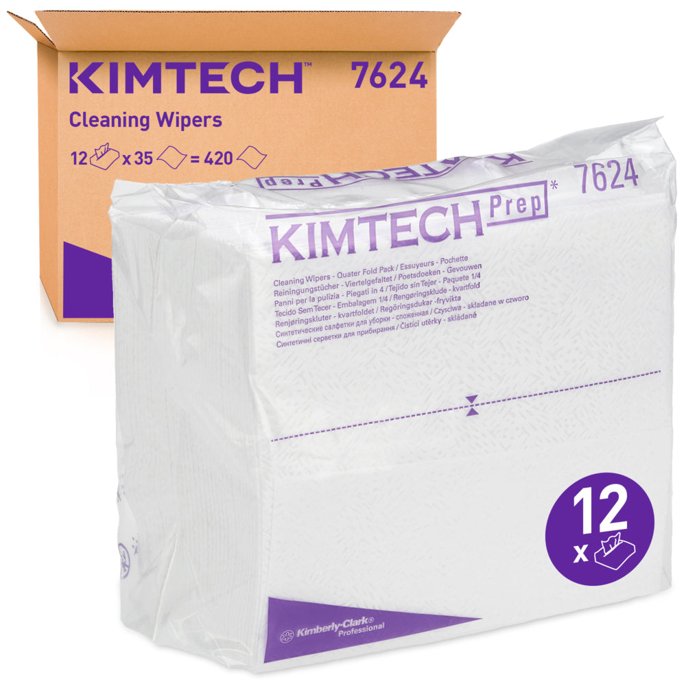 Auslaufartikel: Kimtech® Pure Wischtücher - Viertelgefaltet / Weiß - 12 Packs  x 35 Sheets | Karton (12 Päckchen)