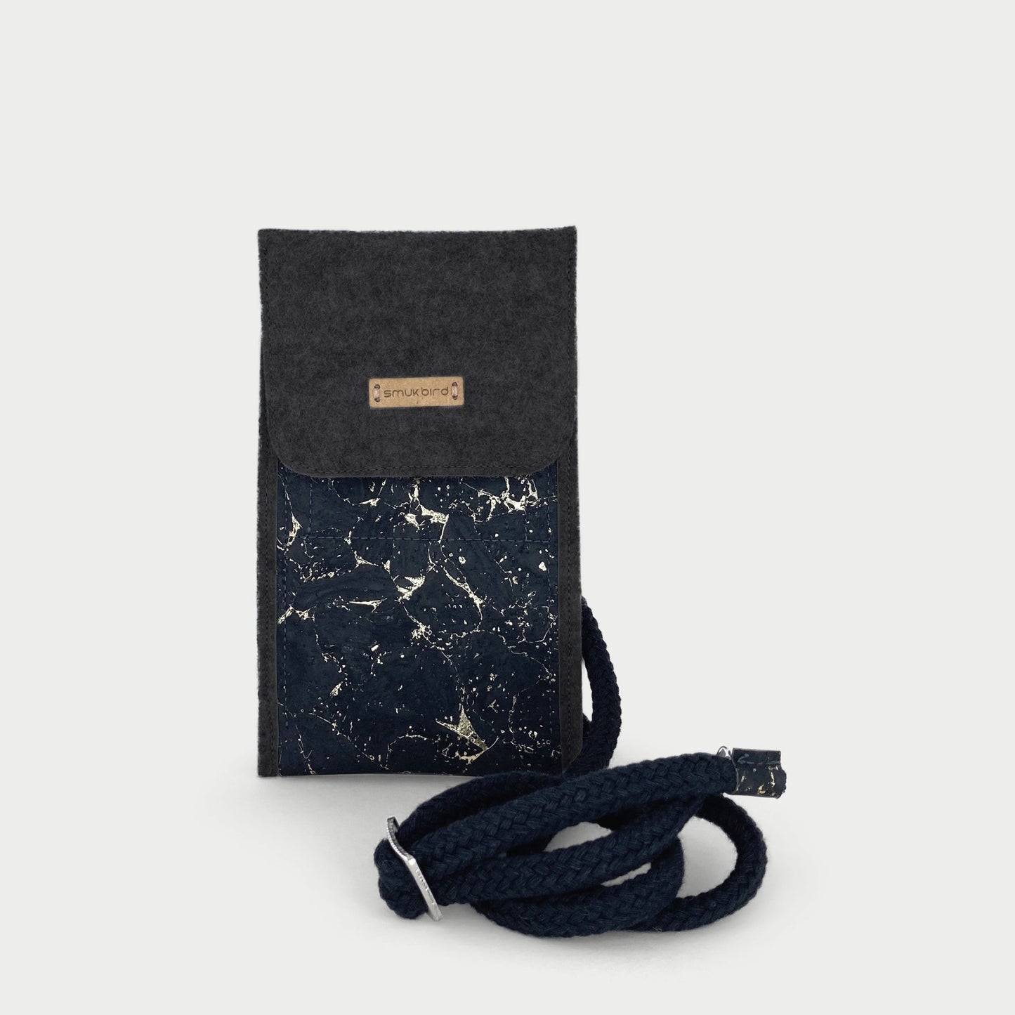 Shoulder bag for iPhone 12 | made of felt and organic cotton | anthracite - black | KEDJA deluxe model