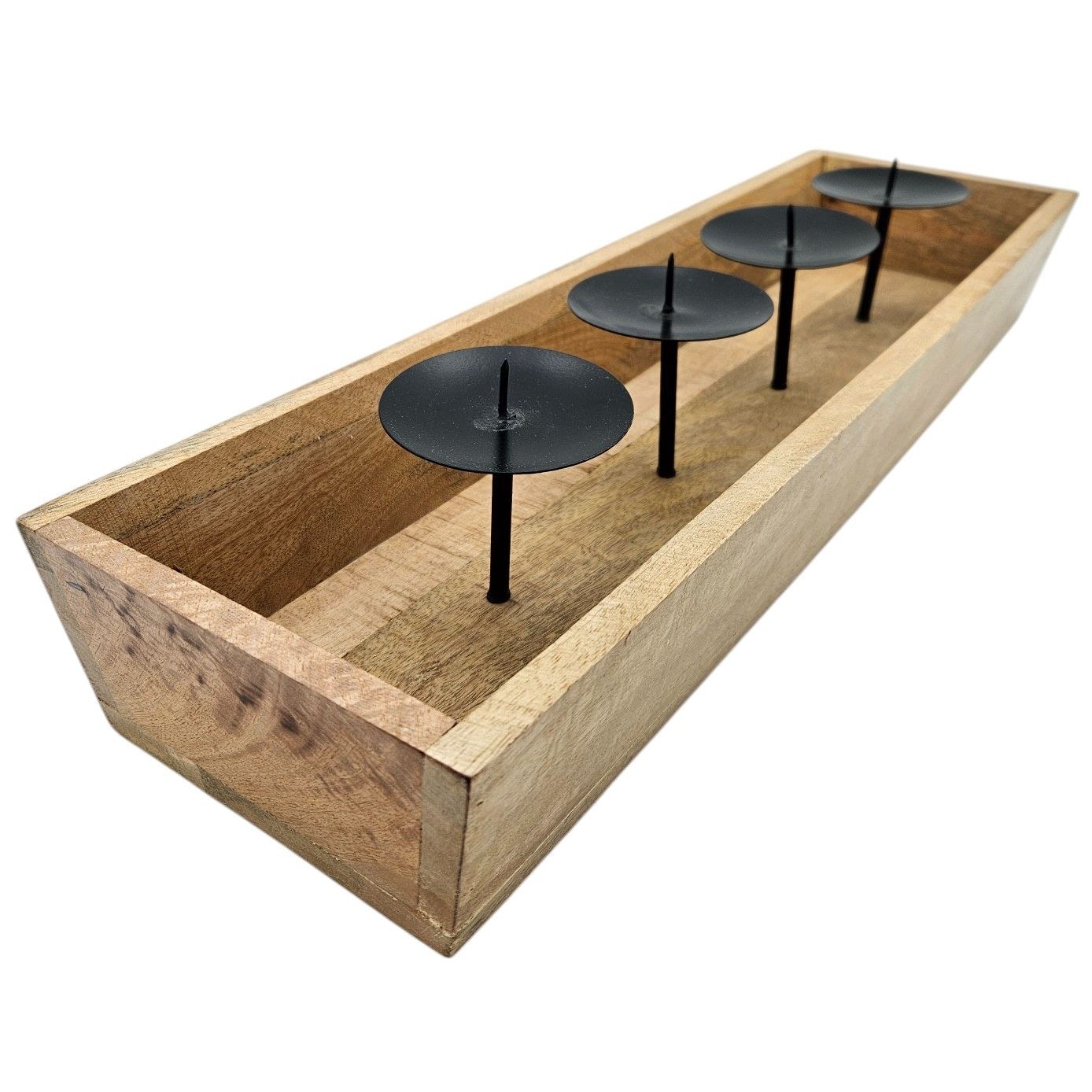 Kerzenhalter Kerzenständer Tablett Holz Mangoholz Advent Deko für 4 Kerzen 53 cm