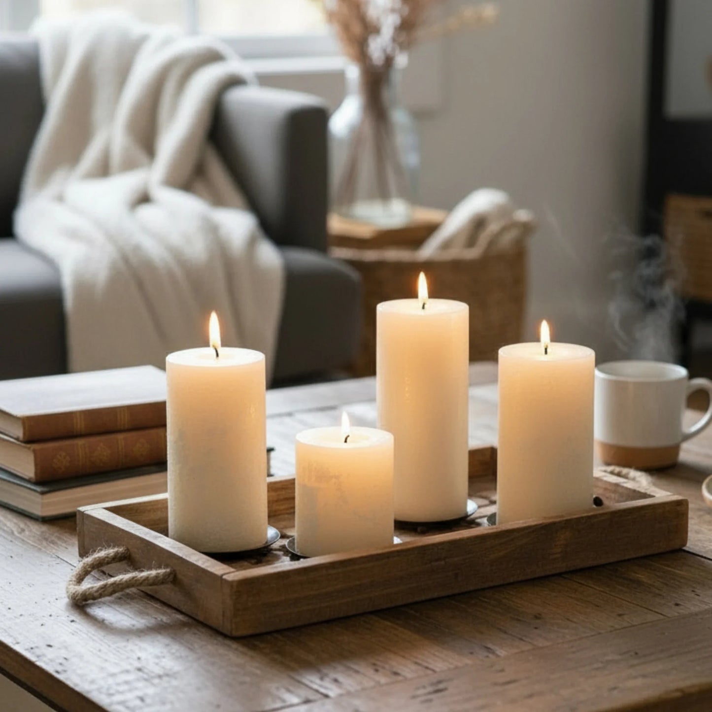 Kerzenhalter schwarz 4 Stück Stumpenkerzen Teller Kerzenteller Weihnachten 8,5 cm