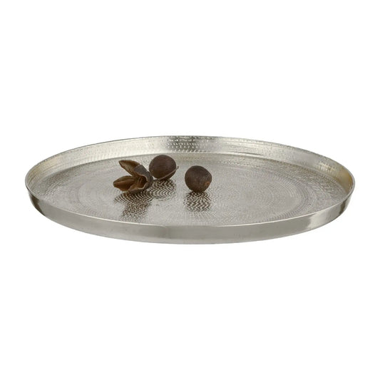 Dekoteller Dekotablett Kerzenteller Schale Tablett Metall Teller Silber Ø 21 cm