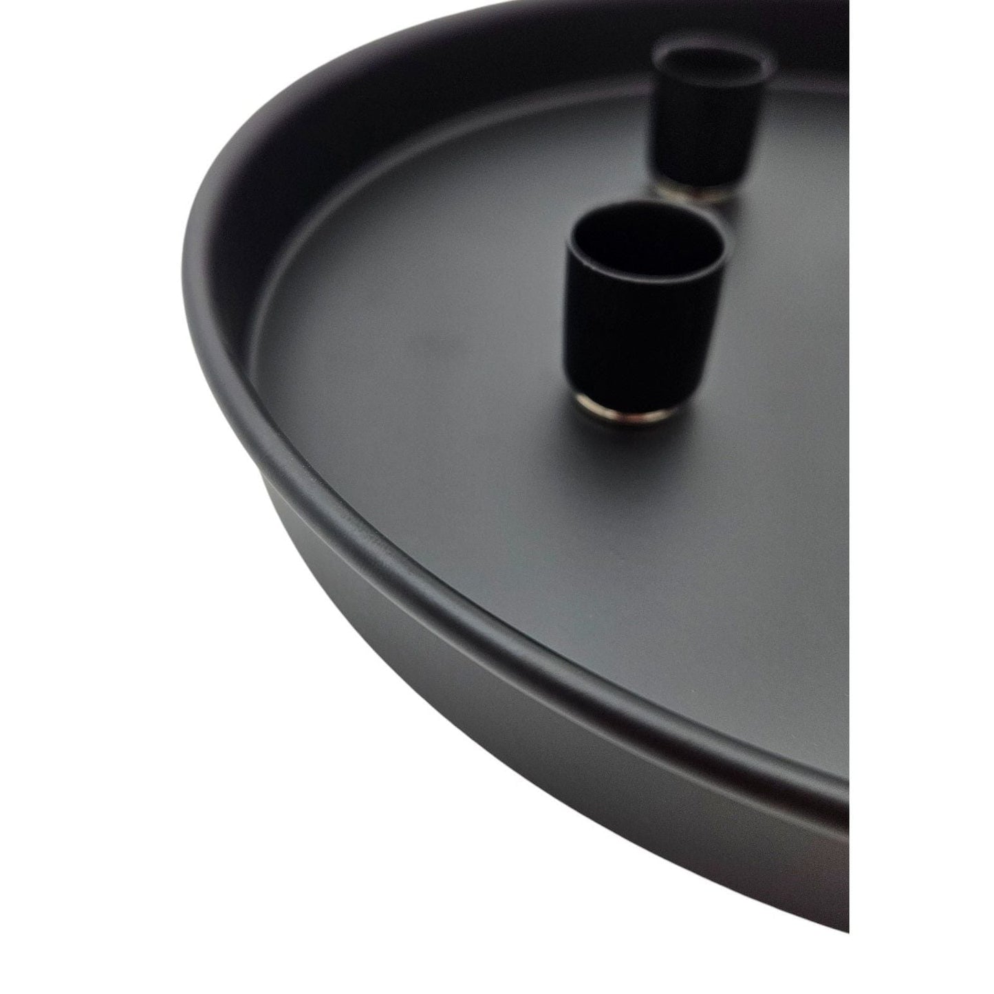 Kerzenteller Kerzentablett magnetische Kerzenhalter Tablett schwarz Metall 25 cm