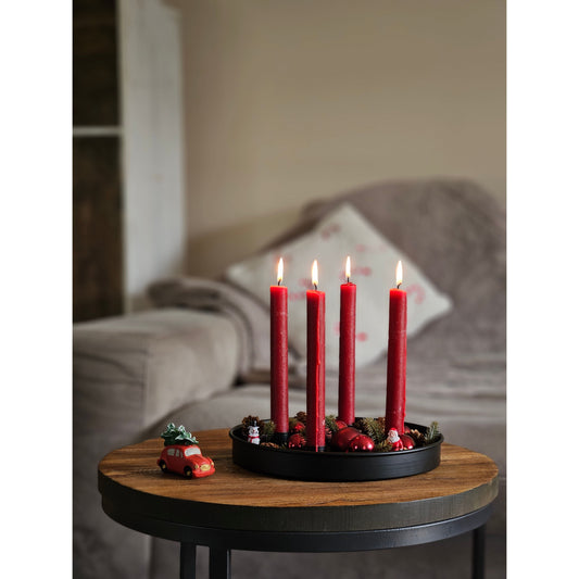 Kerzenteller Kerzentablett magnetische Kerzenhalter Tablett schwarz Metall 25 cm